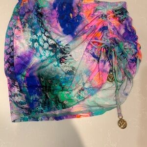 Luli Fama Multicolor Swim Coverup with Gold Accents